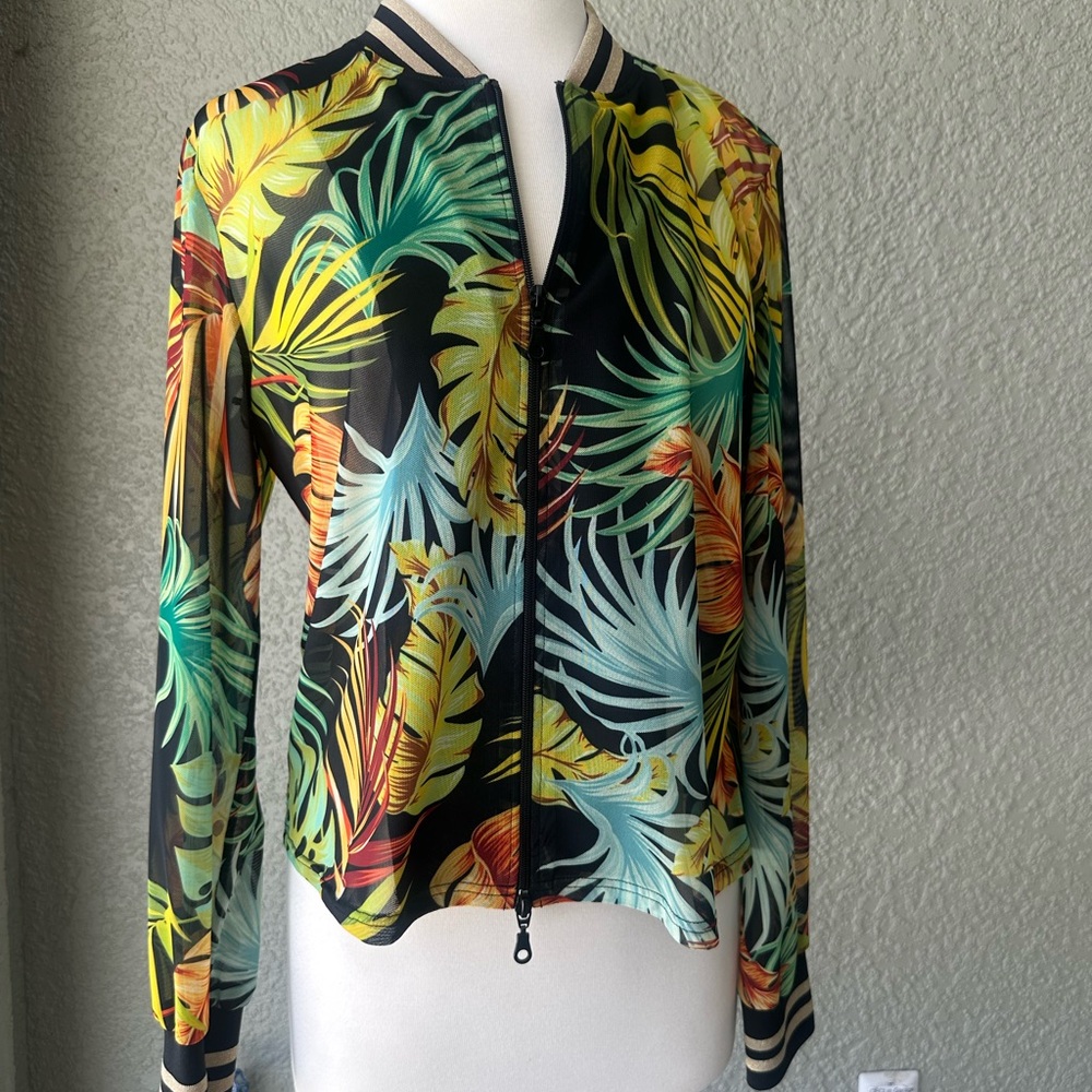 Sheer Joseph Ribcoff Tropical Print Women's Jacket Sz 10